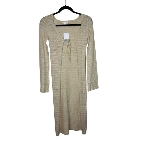 NWT BP. BEIGE CROCHET KNIT LONG SLEEVE CARDIGAN BOHO COVERUP WOMENS SIZE XS - Picture 3 of 8